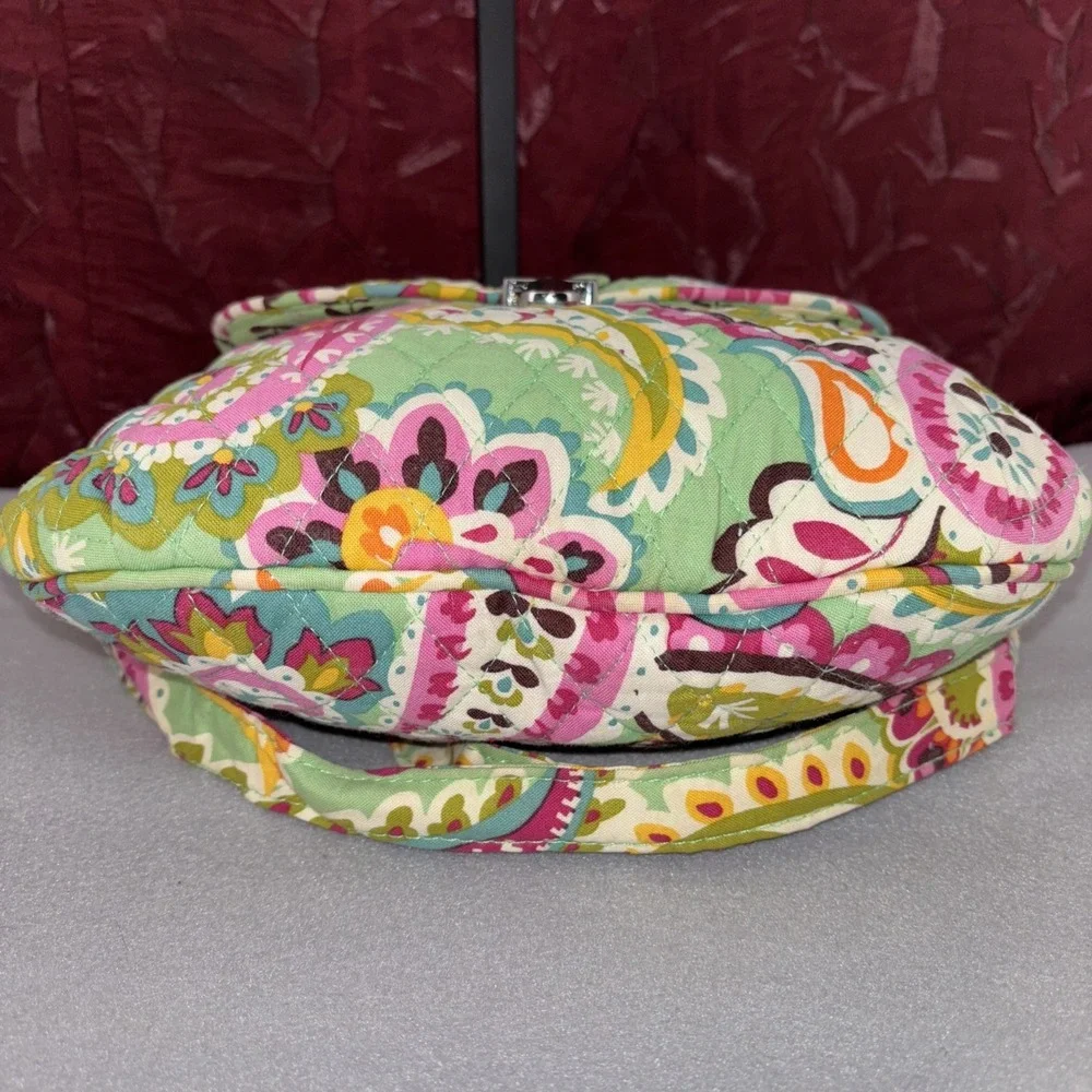 Vera Bradley Tutti Frutti Logo Pushlock Saddle Hipster Crossbody Quilted Bag EUC